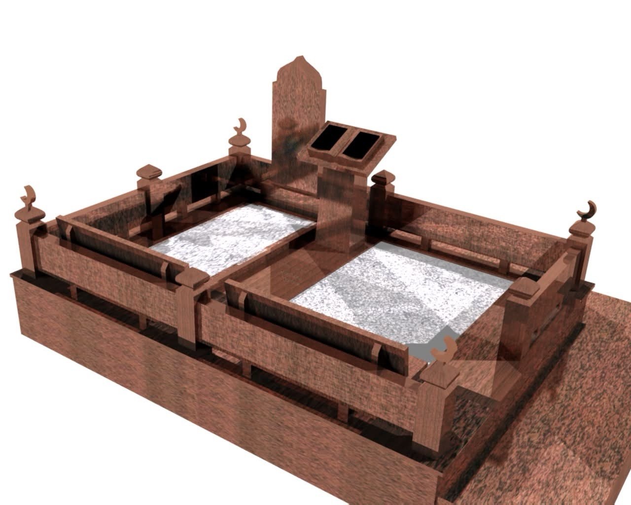 Двойной мемориальный комплекс из коричневого гранита — проект Tas Sheber, Алматы